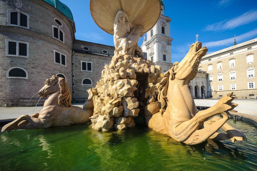 From Vienna: Sound of Movies Musical Tour to Salzburg - Hellbrunn Park gazebo in summer, Leopoldskron palace in winter