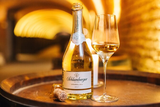 Schlumberger Sparkling Wine Cellar World Entrance Ticket in Vienna - The tasting moment: glass of Champagne or an upgraded sample session