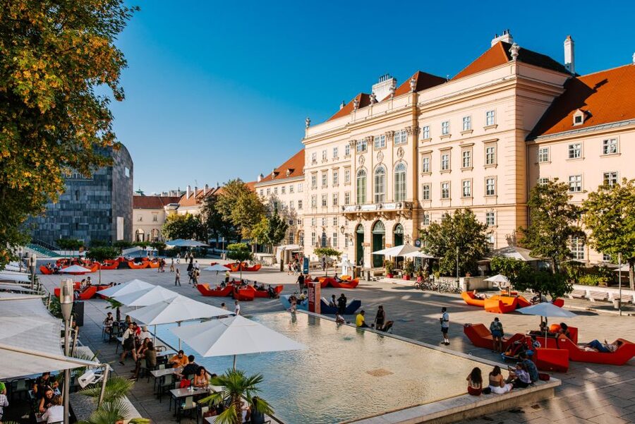Vienna: Walking Tour of the MuseumsQuartier with Guide - The cultural terrace, where the district feels like a plaza